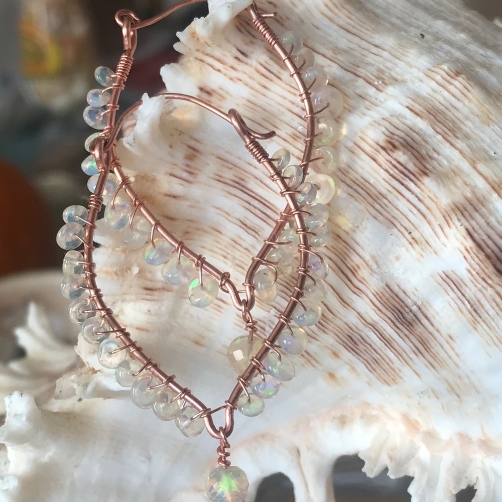 Opal Hoop Earrings